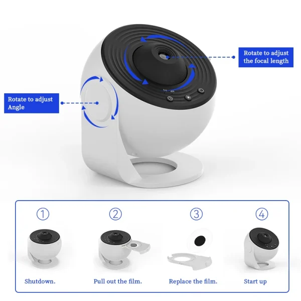 Galaxy Projector Starry Sky Night Light 360° Rotating Lamp for Kids & Home